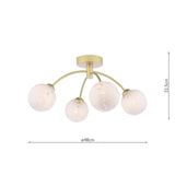 Izzy 4 Light Semi-Flush Matt Gold With White Confetti Glass