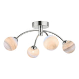 Izzy 4 Light Semi Flush Polished Chrome With Planet Style Glass