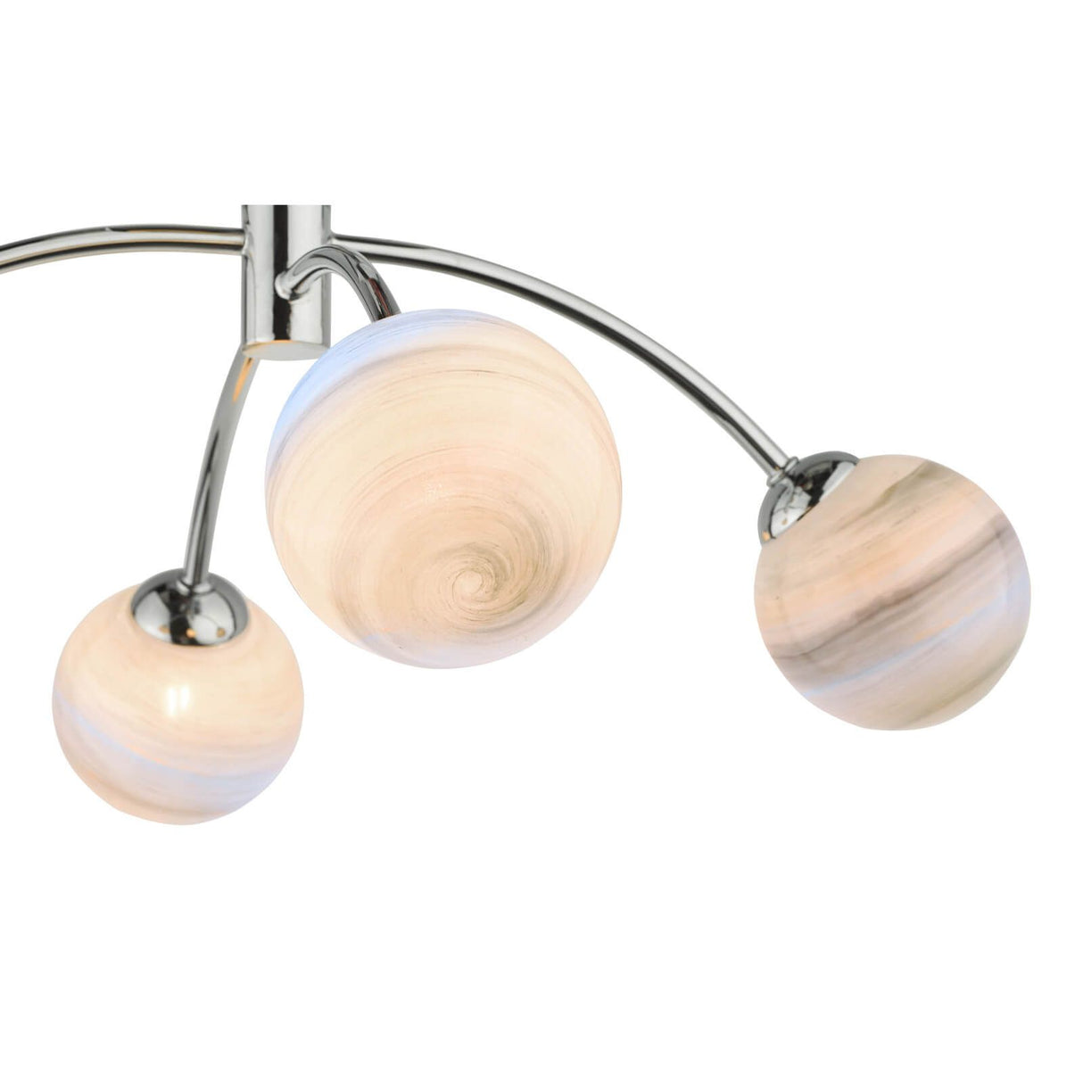 Izzy 4 Light Semi Flush Polished Chrome With Planet Style Glass