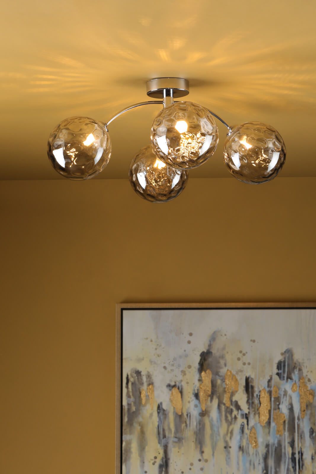 Izzy 4 Light Semi Flush Polished Chrome With Smoked Dimpled Glass