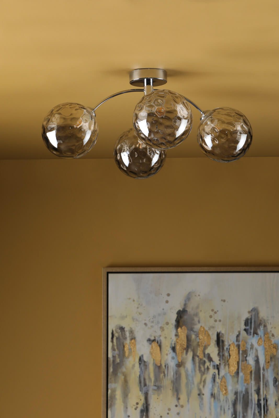 Izzy 4 Light Semi Flush Polished Chrome With Smoked Dimpled Glass