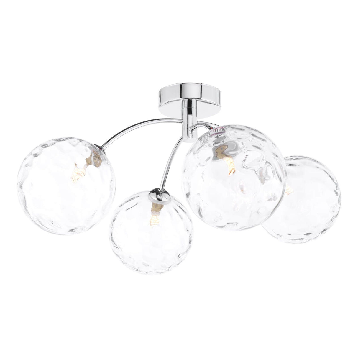 Izzy 4 Light Semi Flush Polished Chrome With Clear Dimpled Glass