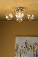 Izzy 4 Light Semi Flush Polished Chrome With Clear Dimpled Glass