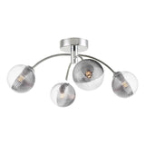 Izzy 4 Light Semi Flush Polished Chrome With Smoked/Clear Ribbed Glass