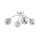 Izzy 4 Light Semi Flush Polished Chrome With Closed Organic Smoked Glass
