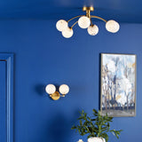 Izzy 6 Light Semi-Flush Matt Gold With White Confetti Glass