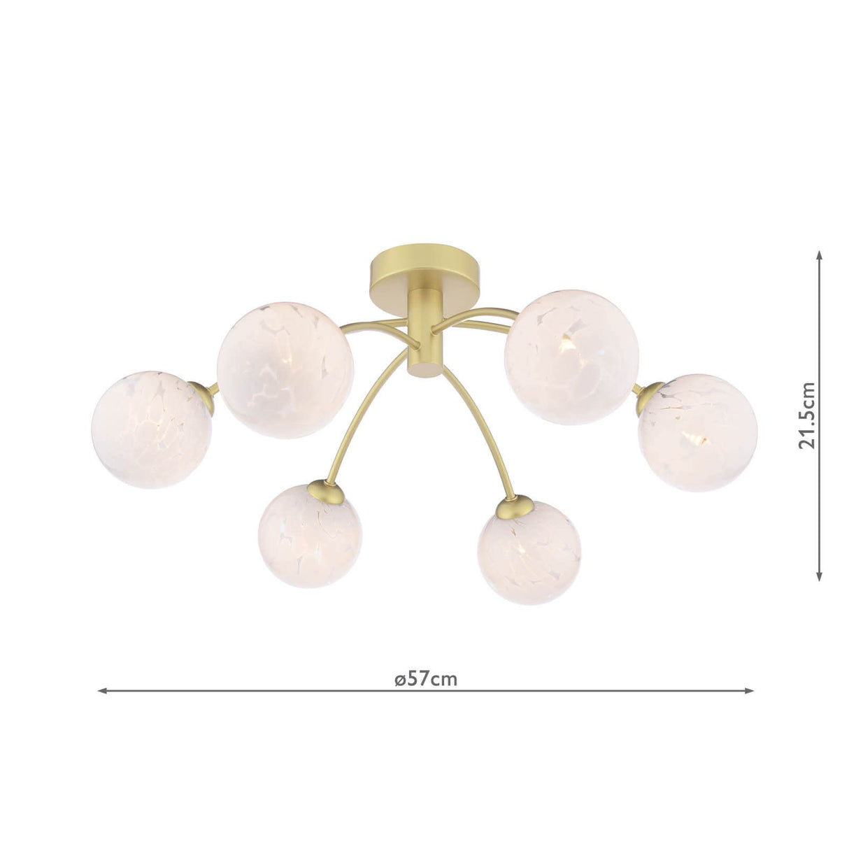 Izzy 6 Light Semi-Flush Matt Gold With White Confetti Glass