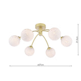 Izzy 6 Light Semi-Flush Matt Gold With White Confetti Glass