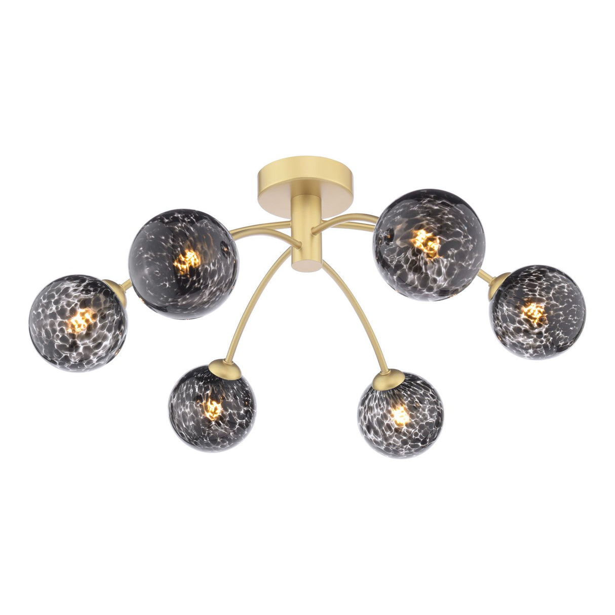 Izzy 6 Light Semi-Flush Matt Gold With Black Confetti Glass