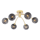 Izzy 6 Light Semi-Flush Matt Gold With Black Confetti Glass