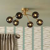 Izzy 6 Light Semi-Flush Matt Gold With Black Confetti Glass