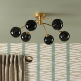 Izzy 6 Light Semi-Flush Matt Gold With Black Confetti Glass