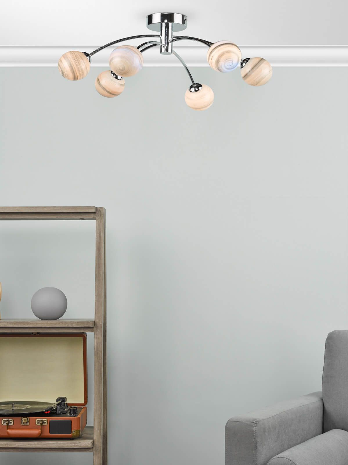 Izzy 6lt Semi Flush Polished Chrome With Planet Style Glass