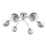 Izzy 6lt Semi Flush Polished Chrome With Smoked/Clear Ribbed Glass