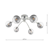 Izzy 6lt Semi Flush Polished Chrome With Smoked/Clear Ribbed Glass