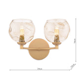 Izzy 2 Light Wall Light Matt Gold With Organic Amber Glass