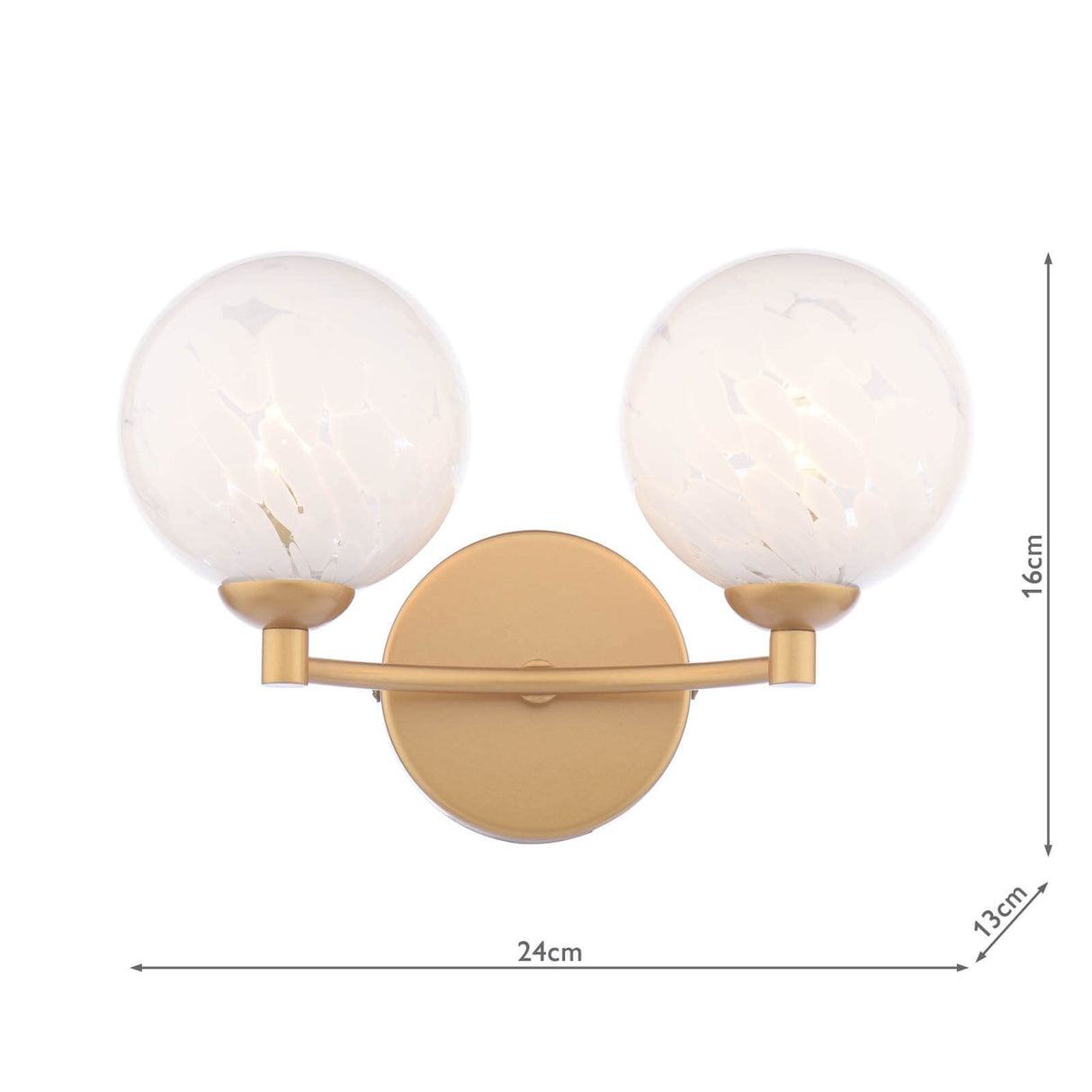 Izzy 2 Light Wall Light Matt Gold With White Confetti Glass