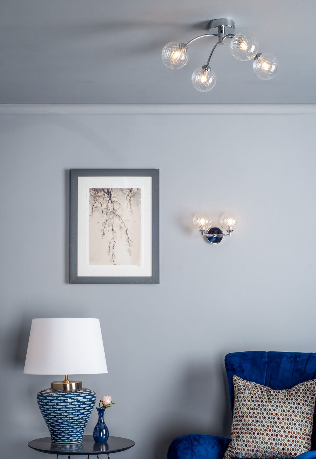 Izzy 2 Light Wall Light Polished Chrome With Twisted Glass