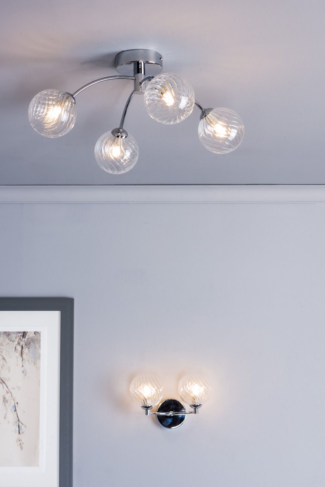Izzy 2 Light Wall Light Polished Chrome With Twisted Glass