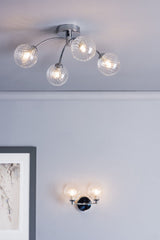 Izzy 2 Light Wall Light Polished Chrome With Twisted Glass