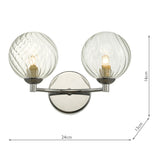 Izzy 2 Light Wall Light Polished Chrome With Twisted Glass