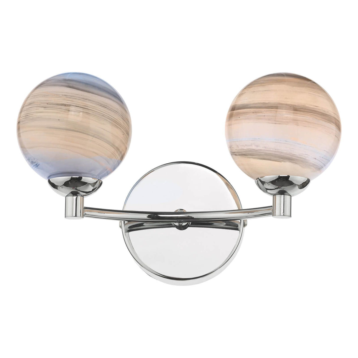 Izzy 2 Light Wall Light Polished Chrome With Planet Style Glass