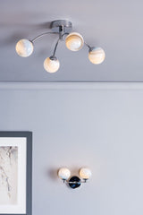 Izzy 2 Light Wall Light Polished Chrome With Planet Style Glass