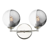 Izzy 2 Light Wall Light Polished Chrome With Smoked/Clear Ribbed Glass