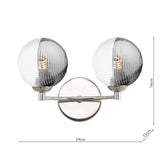 Izzy 2 Light Wall Light Polished Chrome With Smoked/Clear Ribbed Glass