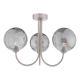 Jared 3 Light Semi-Flush Satin Nickel With Smoked Dimpled Glass