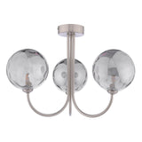 Jared 3 Light Semi-Flush Satin Nickel With Smoked Dimpled Glass