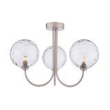 Jared 3 Light Semi-Flush Satin Nickel With Clear Dimpled Glass