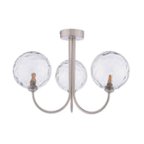 Jared 3 Light Semi-Flush Satin Nickel With Clear Dimpled Glass