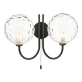 Jared 2 Light Wall Light Matt Black With Clear Dimpled Glass