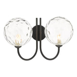 Jared 2 Light Wall Light Matt Black With Clear Dimpled Glass
