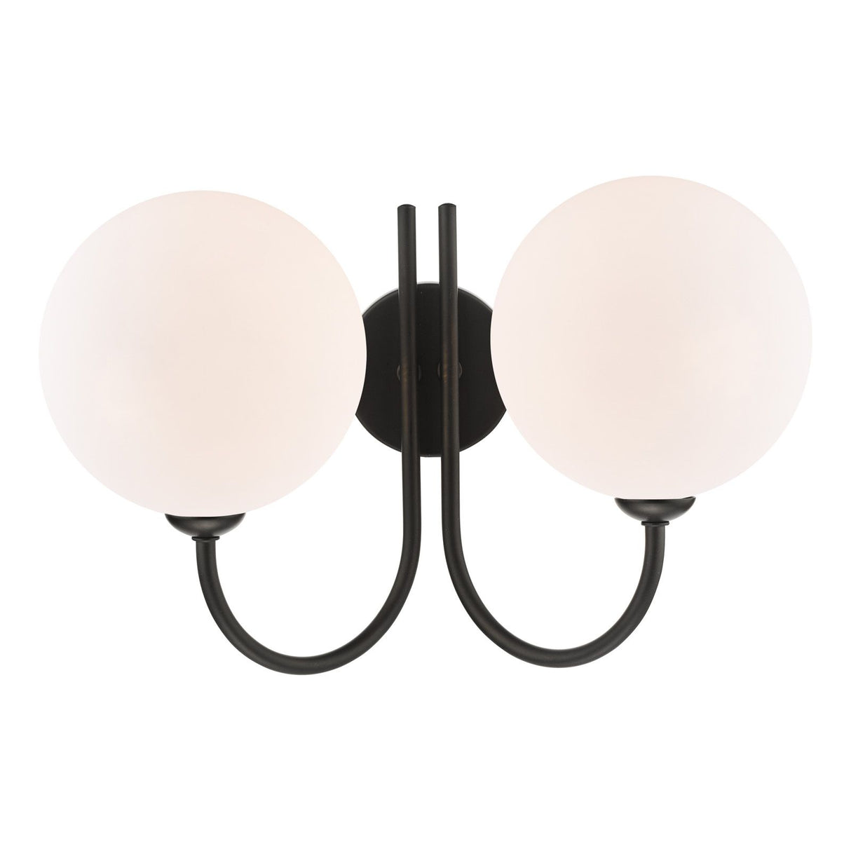 Jared 2 Light Wall Light Matt Black With Opal Glass