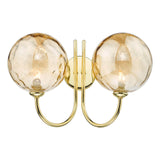 Jared 2 Light Wall Light Polished Gold With Amber Dimpled Glass