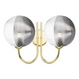 Jared 2 Light Wall Light Polished Gold With Smoked/Clear Ribbed Glass