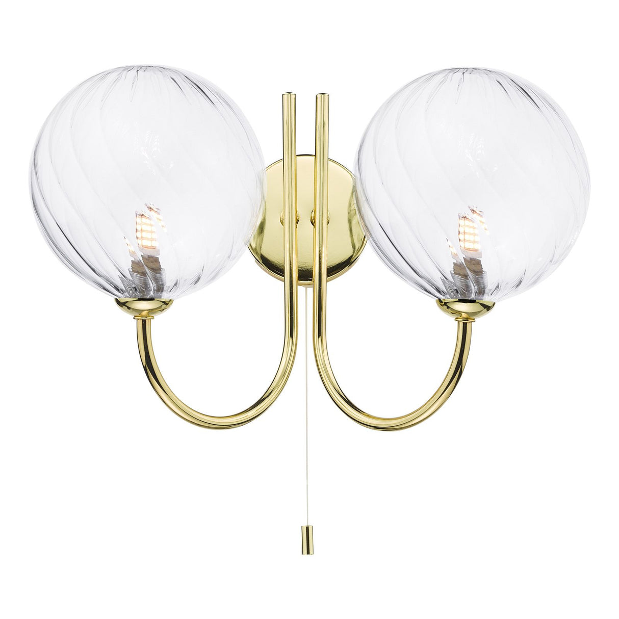 Jared 2 Light Wall Light Polished Gold With Closed Glass