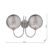Jared 2 Light Wall Light Satin Nickel With Smoked Dimpled Glass