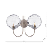 Jared 2 Light Wall Light Satin Nickel With Clear Dimpled Glass