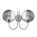 Jared 2 Light Wall Light Satin Nickel With Smoked/Clear Ribbed Glass