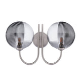 Jared 2 Light Wall Light Satin Nickel With Smoked/Clear Ribbed Glass
