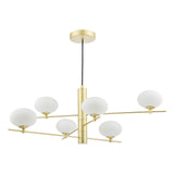 Jasper 6 Light Pendant Satin Gold and Opal Glass