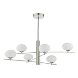 Jasper 6 Light Pendant Satin Nickel and Opal Glass