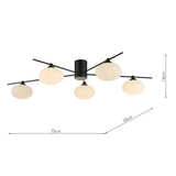 Jasper 5lt Semi Flush Matt Black Opal Glass
