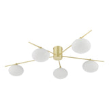 Jasper 5 Light Semi-Flush Satin Gold and Opal Glass