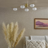 Jasper 5 Light Semi-Flush Satin Gold and Opal Glass