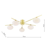 Jasper 5 Light Semi-Flush Satin Gold and Opal Glass