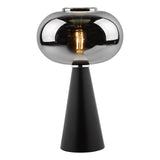Jensen Table Lamp Smoked Glass Satin Black